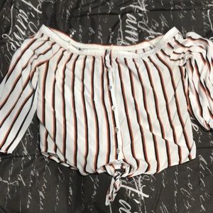 Over the shoulder strip shirt